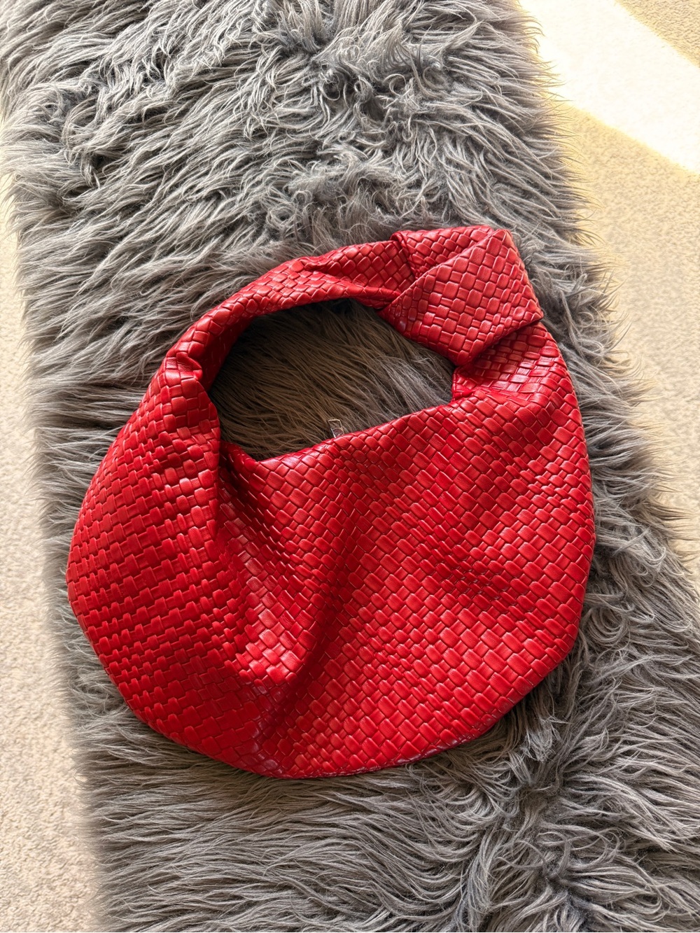 Red Woven Hobo Bag - Unbranded